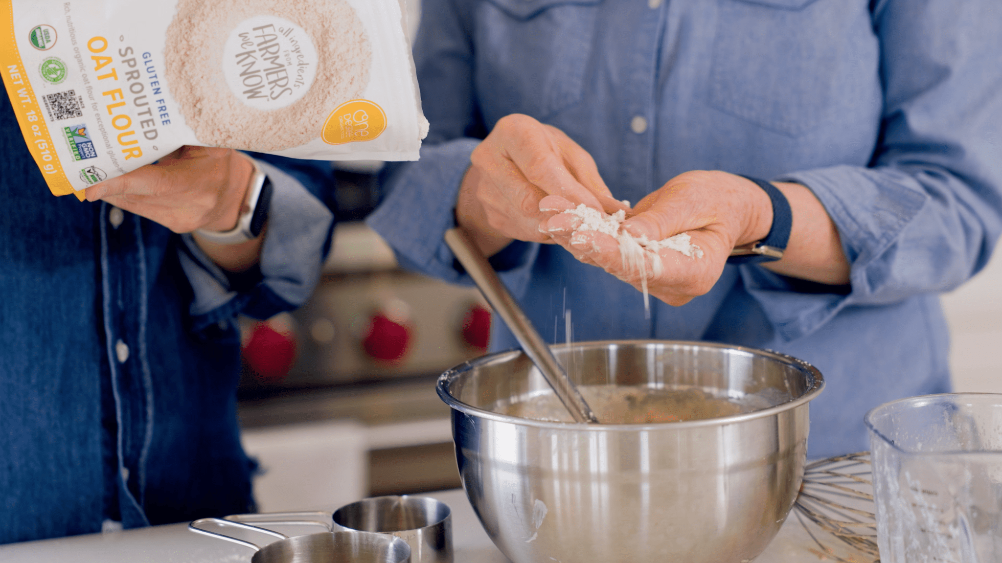 Making Fluffy Oat Flour Pancakes